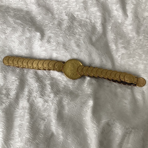 Gold elastic coin belt - Picture 3 of 6